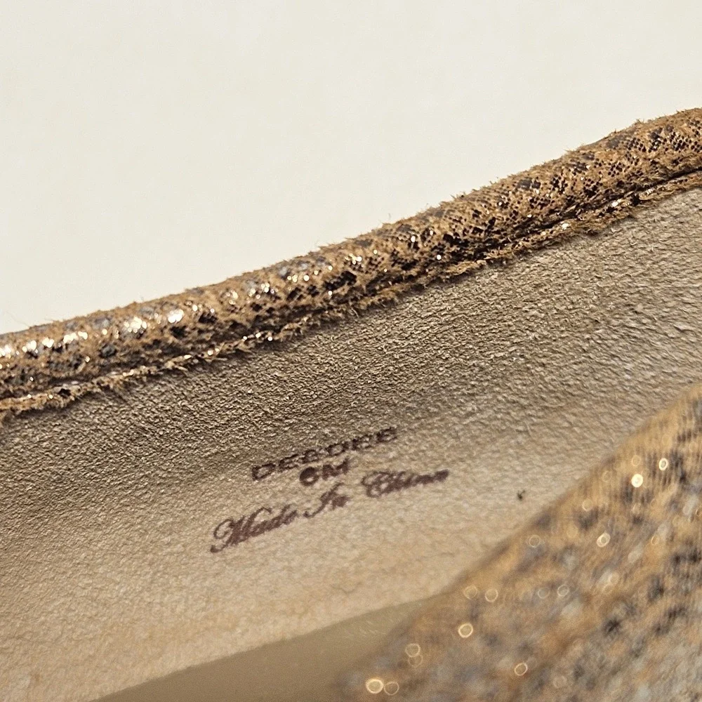 Donald Pliner Deedee Metallic Bronze Crackle Square Toe Loafers Shoes Womens 6M
